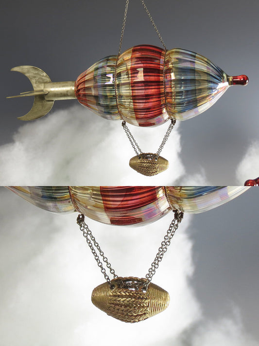Colorful Handcrafted Glass Air Ship Suncatcher