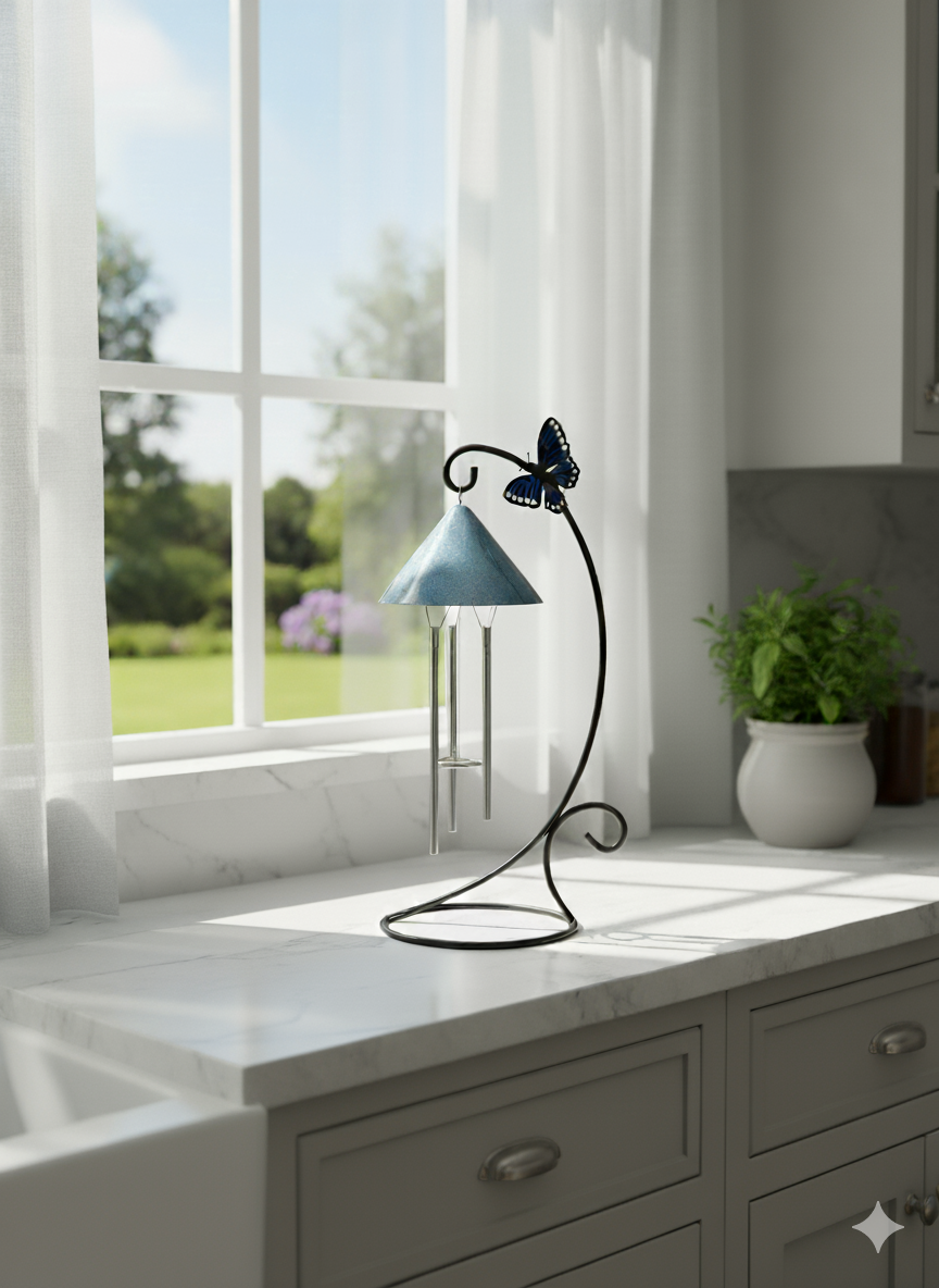 New!--Sprite Indoor Solar Wind Chime with Butterfly
