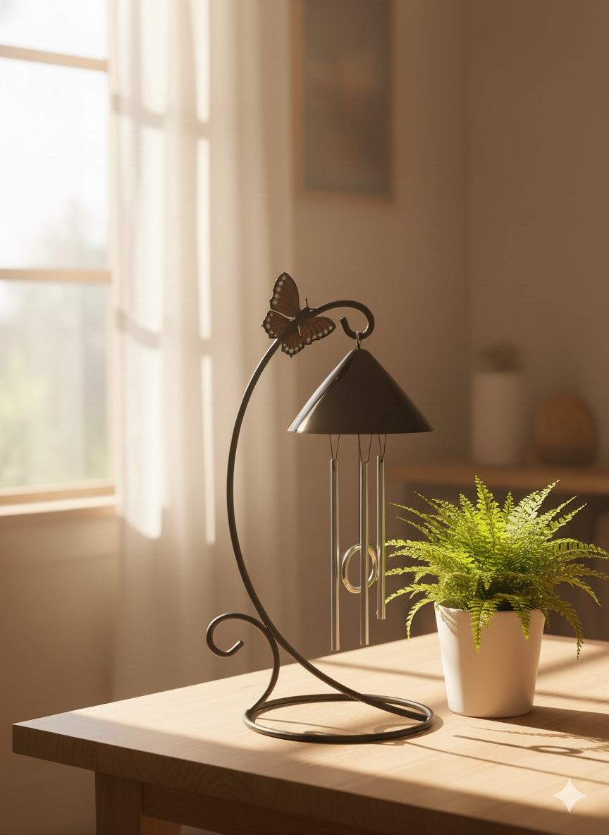 New!--Sprite Indoor Solar Wind Chime with Butterfly