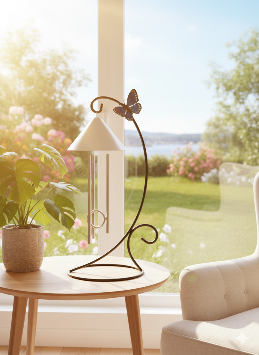 New!--Sprite Indoor Solar Wind Chime with Butterfly