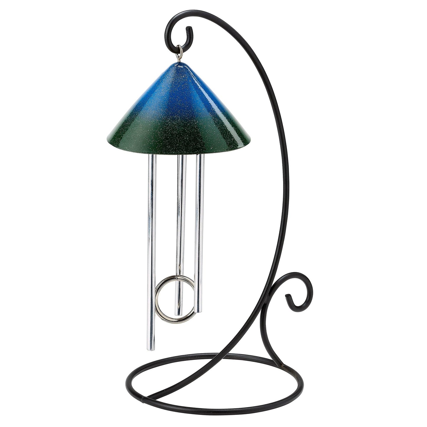 Solar indoor wind chime in blue and green color