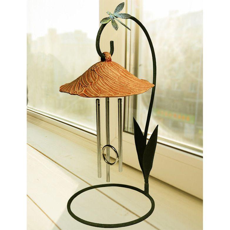 solar wind chime rests on any indoor table