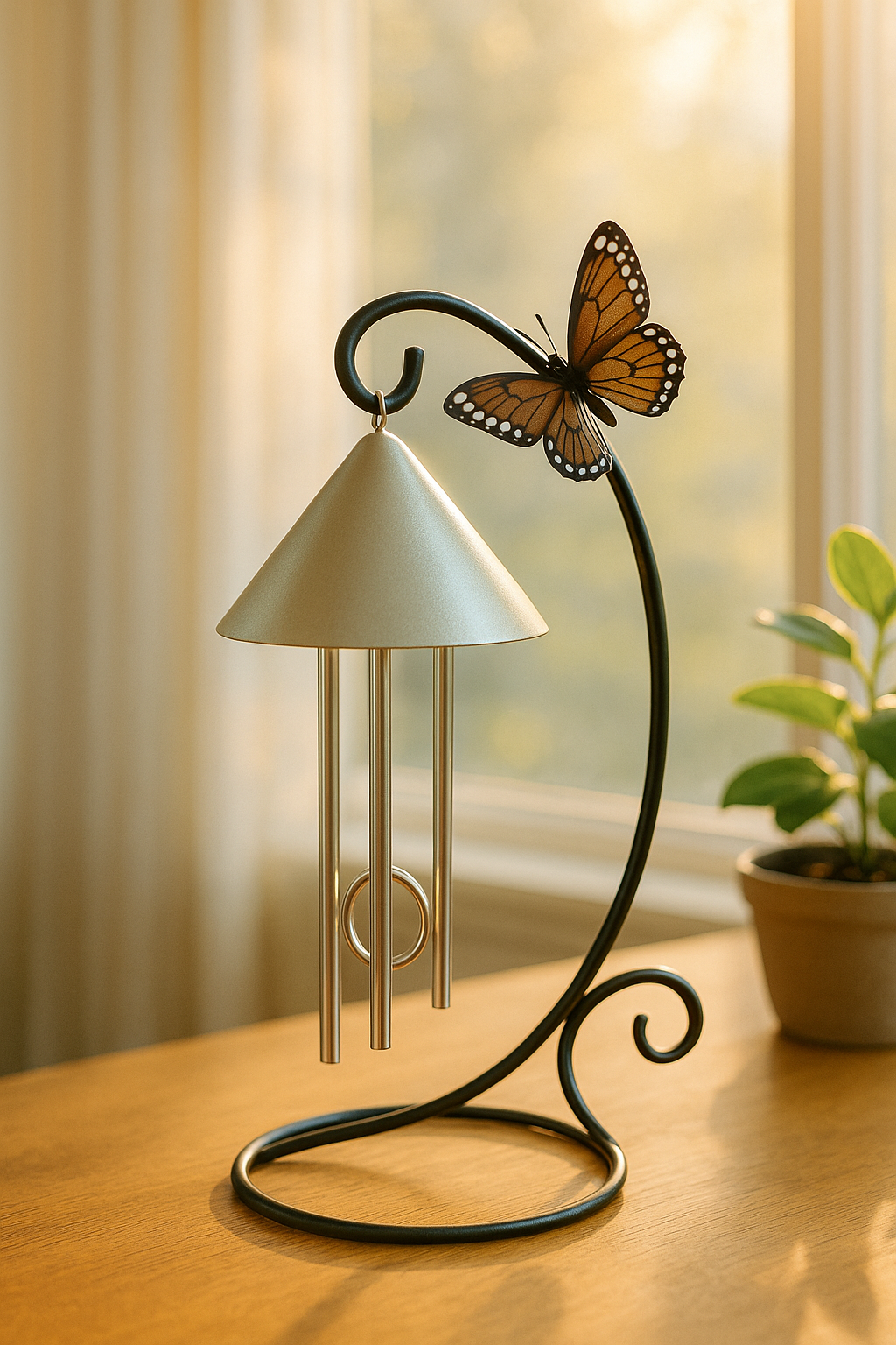 New!--Sprite Indoor Solar Wind Chime with Butterfly