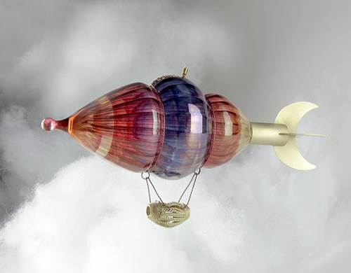 Colorful Handcrafted Glass Airship Suncatcher  hand crafted in USA