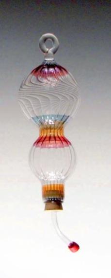  Glass Hummingbird Feeder  with rainbow stripes- crafted  in the US