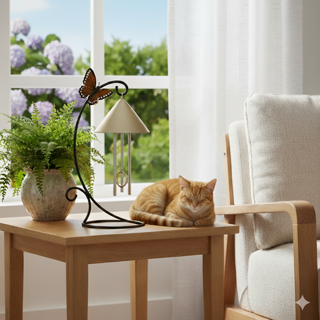 New!--Sprite Indoor Solar  Wind Chime with Butterfly