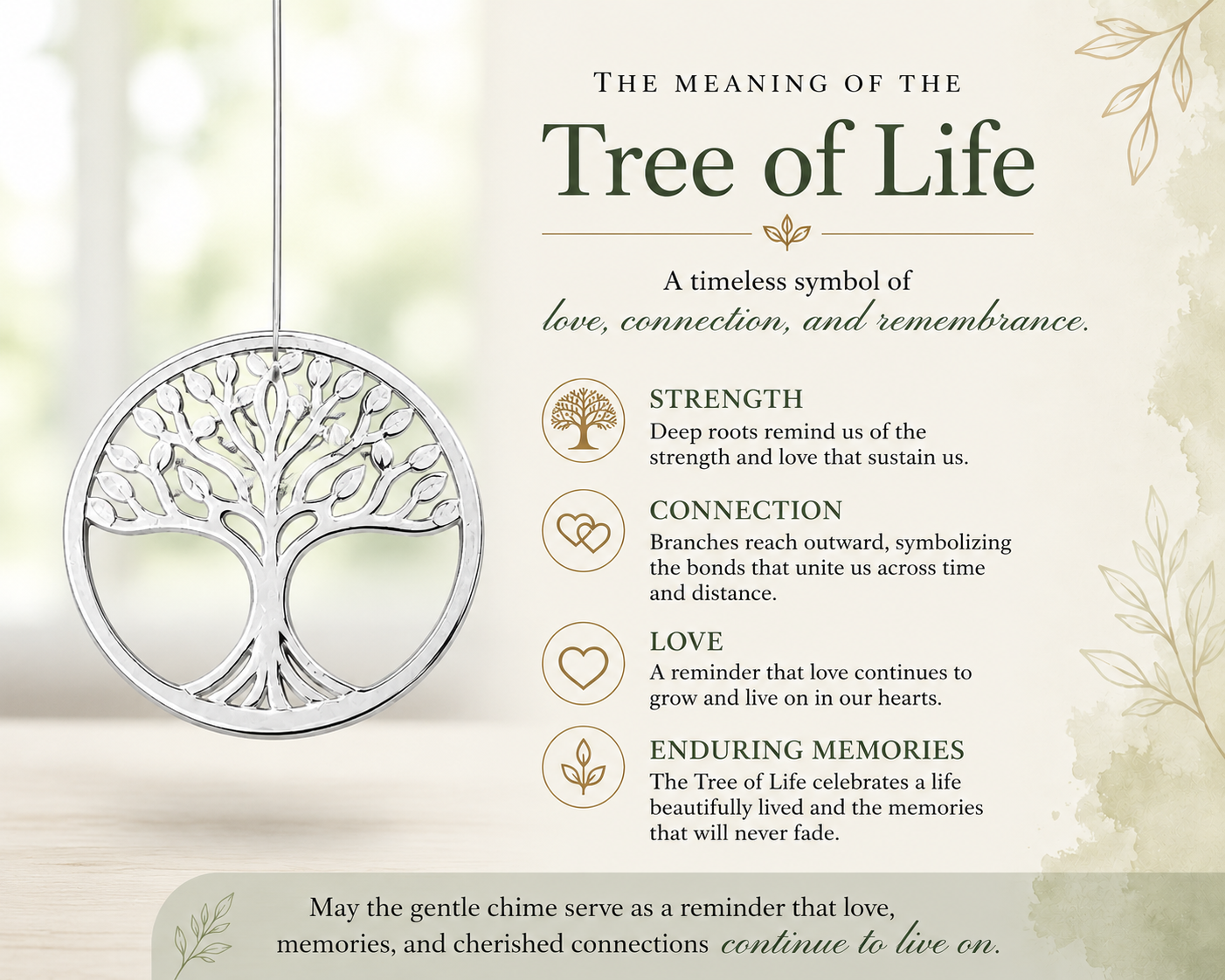 Tree of Life pendant with symbolic meanings on a soft, blurred background