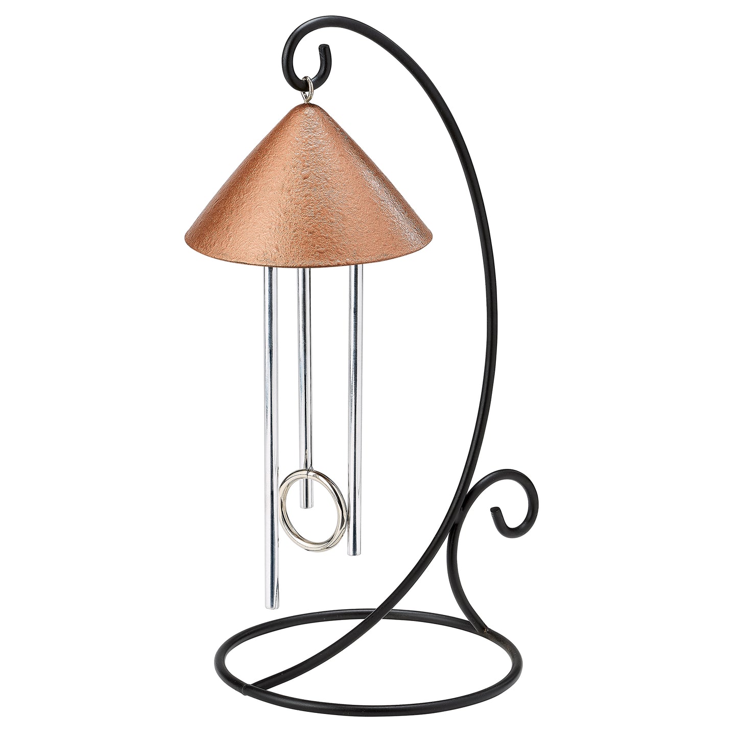 Indoor Tabletop solar wind chime in hammered copper color made in US