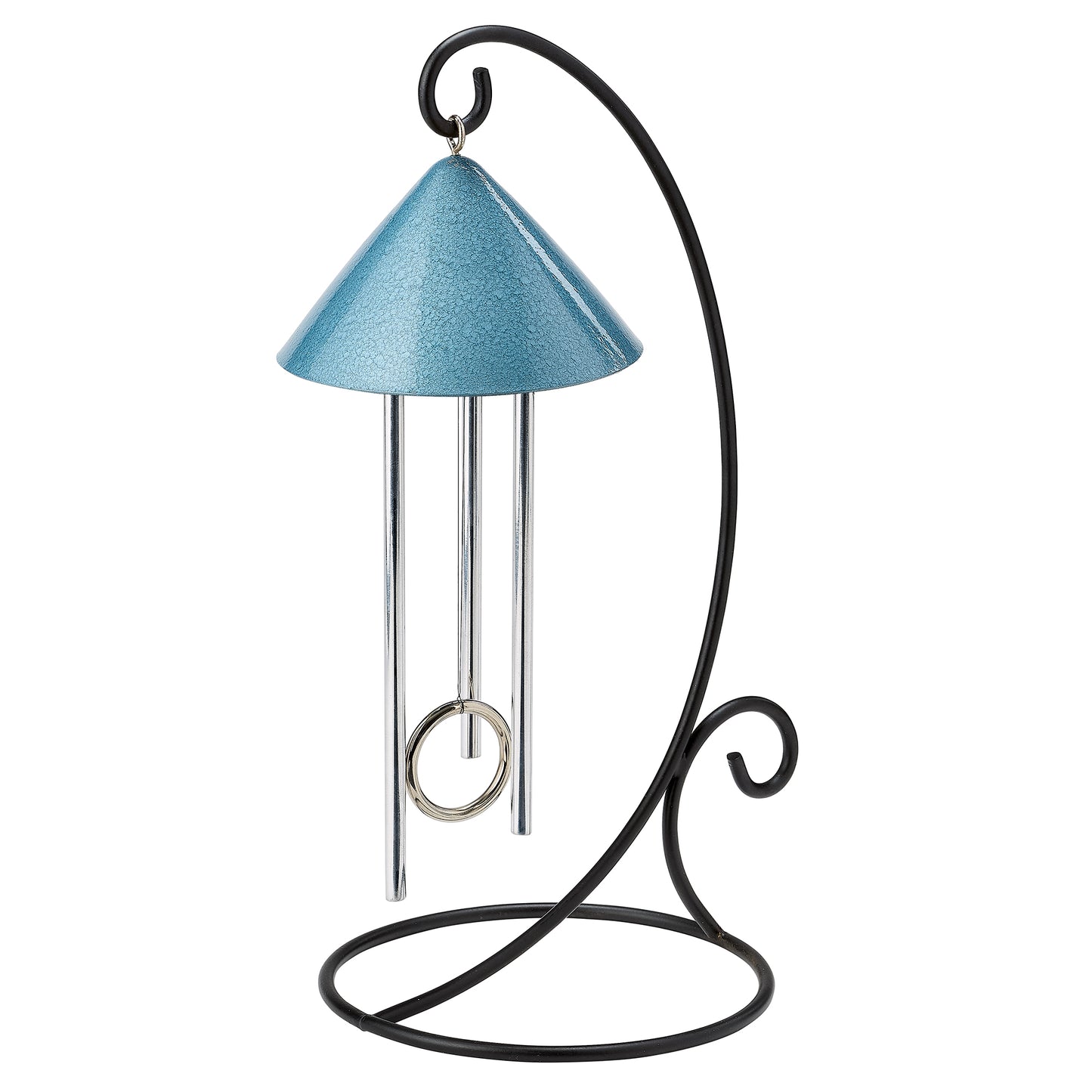 Indoor Tabletop solar wind chime in verdigris color made in US