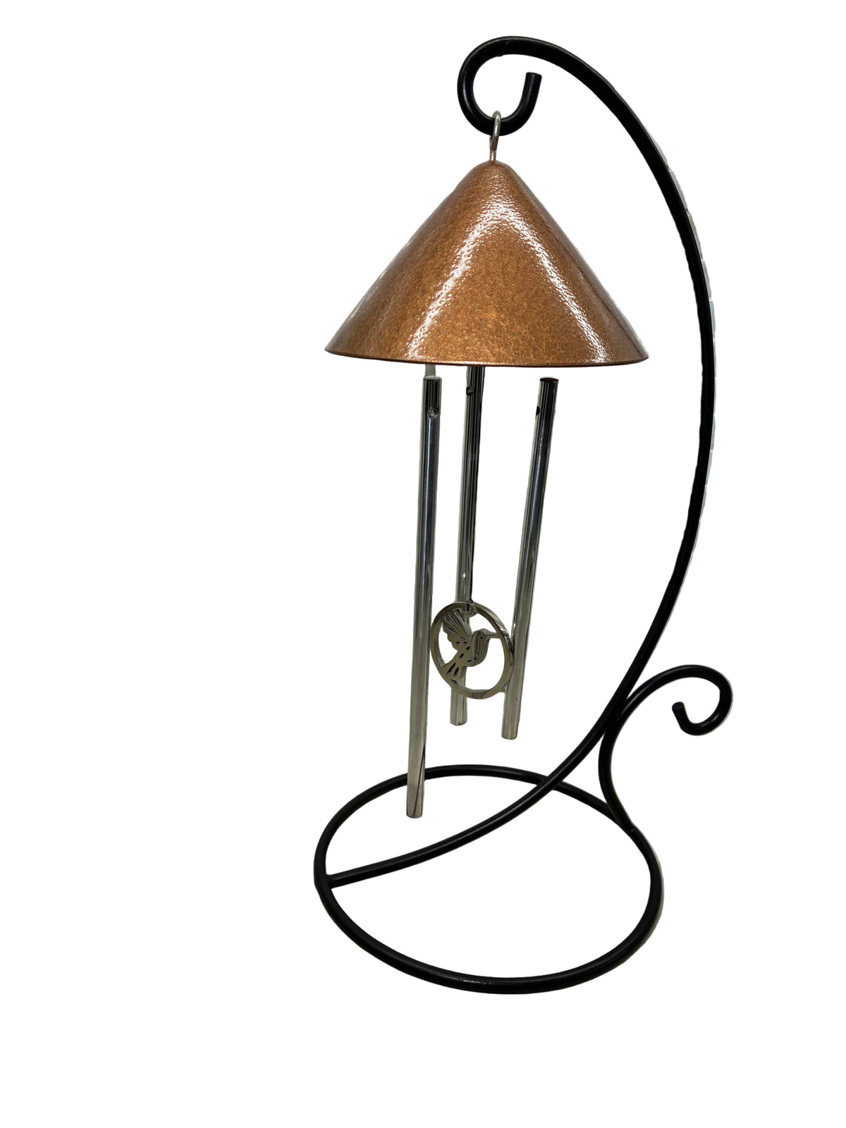 Hummingbird Memorial Sprite indoor solar wind chime in Hammered Copper