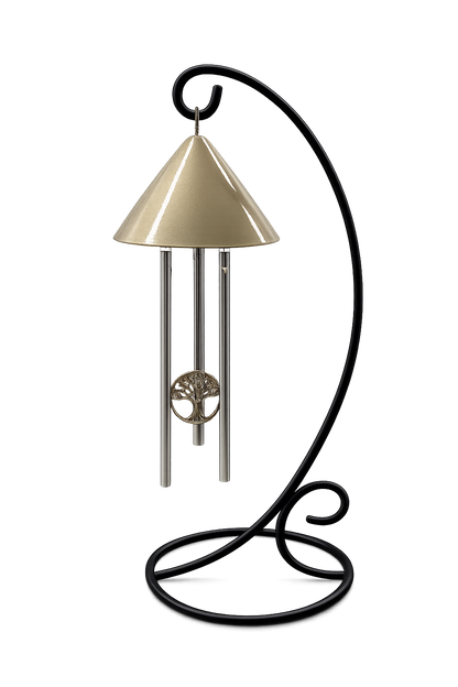 Memorial solar chime with tree of life striker