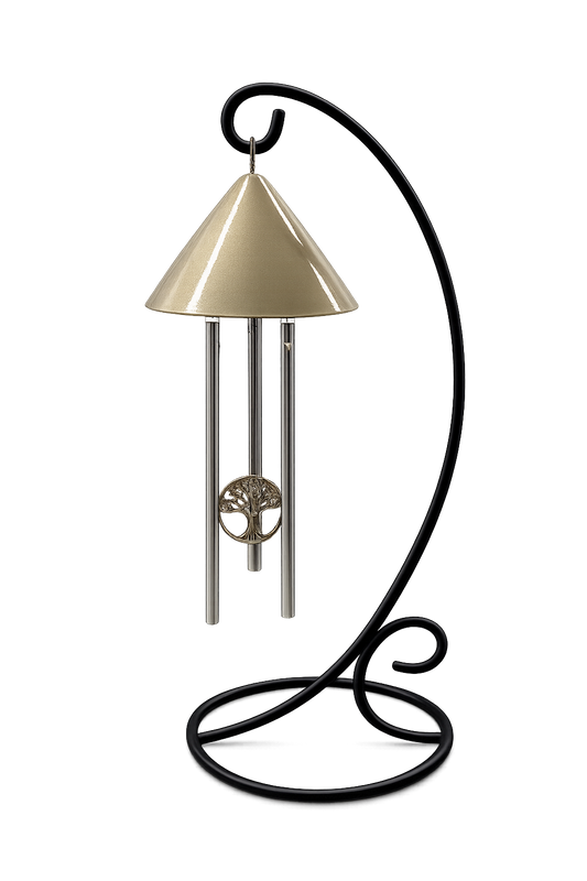 Memorial solar chime with tree of life striker